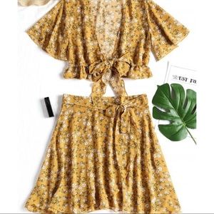 Yellow Skirt Wrap Set from Zaful